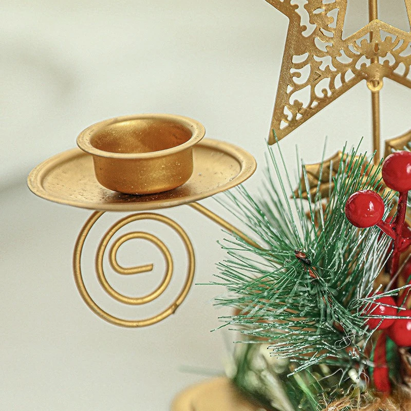 Christmas Candle Holder Golden Iron Snowflake Star Tree Reindeer Candlestick Table Ornaments For Navidad New Year home decor