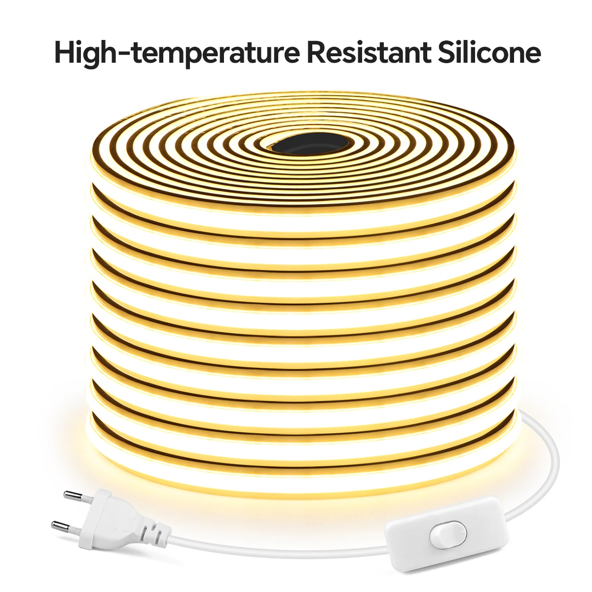 High-temperature Resistant Fireproof Silicone COB LED Strip Light Neon Tape 220V Luminous Even,No Dark Area,Bright Soft Lighting