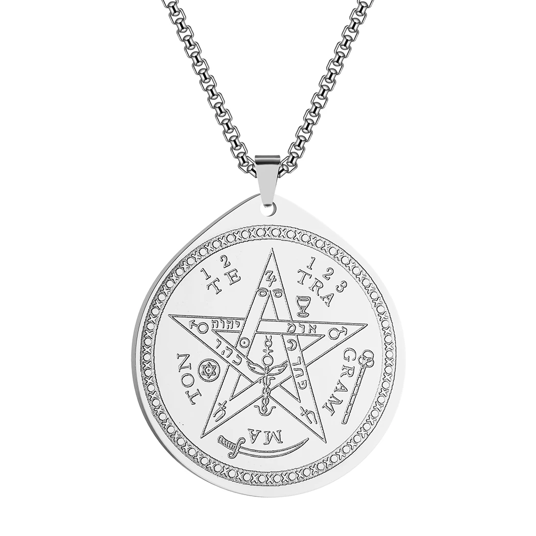 Tetrammaton liontin simbol pertama kalung Pentagram jimat baja nirkarat  sederhana jimat aksesoris pesta untuk pria dan wanita - AliExpress