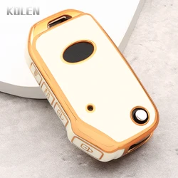 Premium TPU Car Key Case Cover - Durable Protective Shell (Golden White)