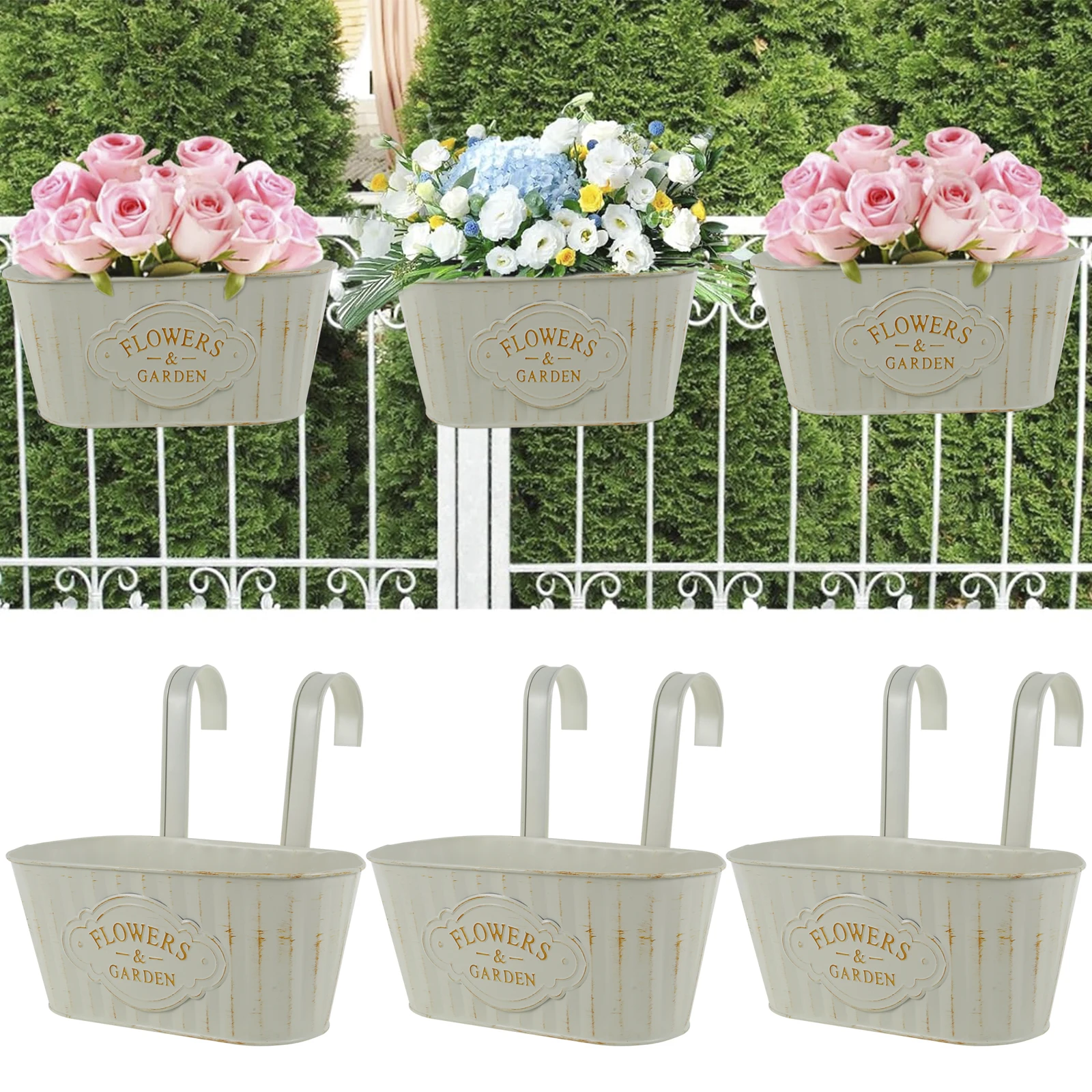 Metal Hanging Flower Pots for Railing/Fence 1