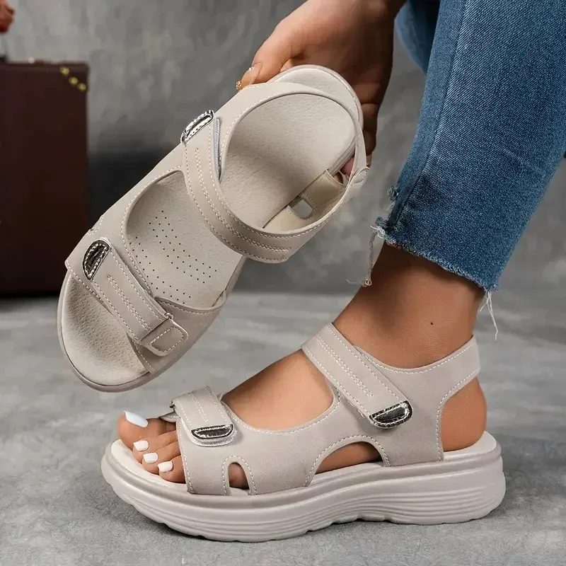 New Simple Roman Platform Sandals Women Comfortable Fashion Thick Sole Outdoor Sports Sandals Non Slip Wading Beach Shoes Women
