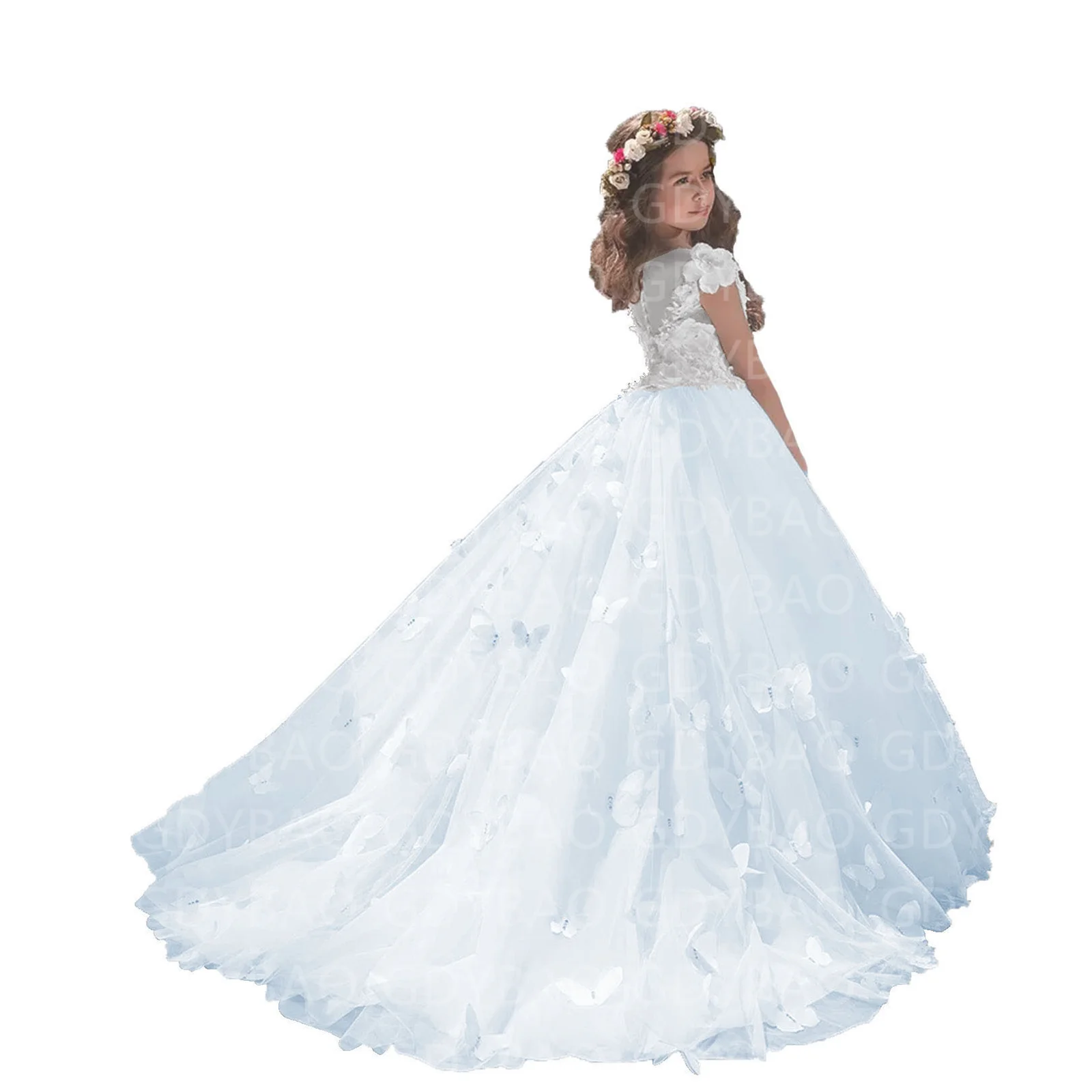 

Wedding Flower Girl Dresses Tulle 2023 Beading Appliqued Pageant Dresses For Girls First Communion Dresses Kids Prom Dresses
