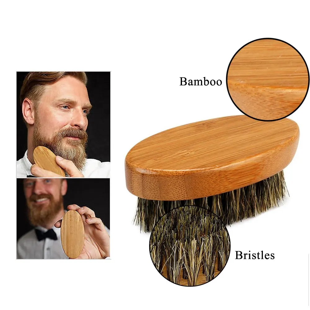 Kit pettine per baffi da uomo con setole di cinghiale morbide professionali in legno per barba con pettini per capelli con spazzola per parrucchiere - immagine 3