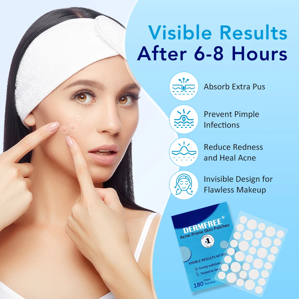 180-540PCS Invisible Hydrocolloid Pimple Acne Patches 2 Sizes Covering Zit Spot Stickers Mild Pimple Patch For All Skin Types