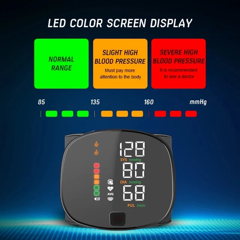 Korean Digital Recharge Wrist Blood Pressure Monitor Sphygmomanometer Tonometer Tensiometer Heart Rate Pulse Meter Health Care 4