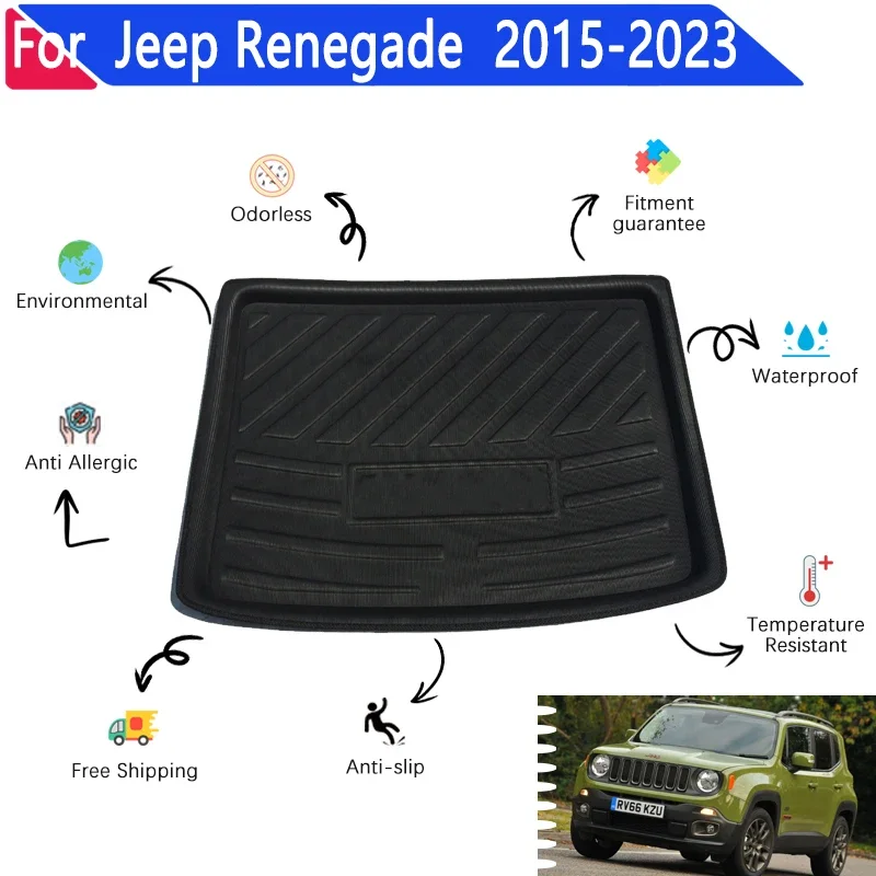 Tappetino Per Bagagliaio Dell'Auto Per Accessori Jeep Renegade 2015 ~ 2023 2018 Vassoio Per Bagagliaio Posteriore Antiscivolo Per Auto Tappetini Facil