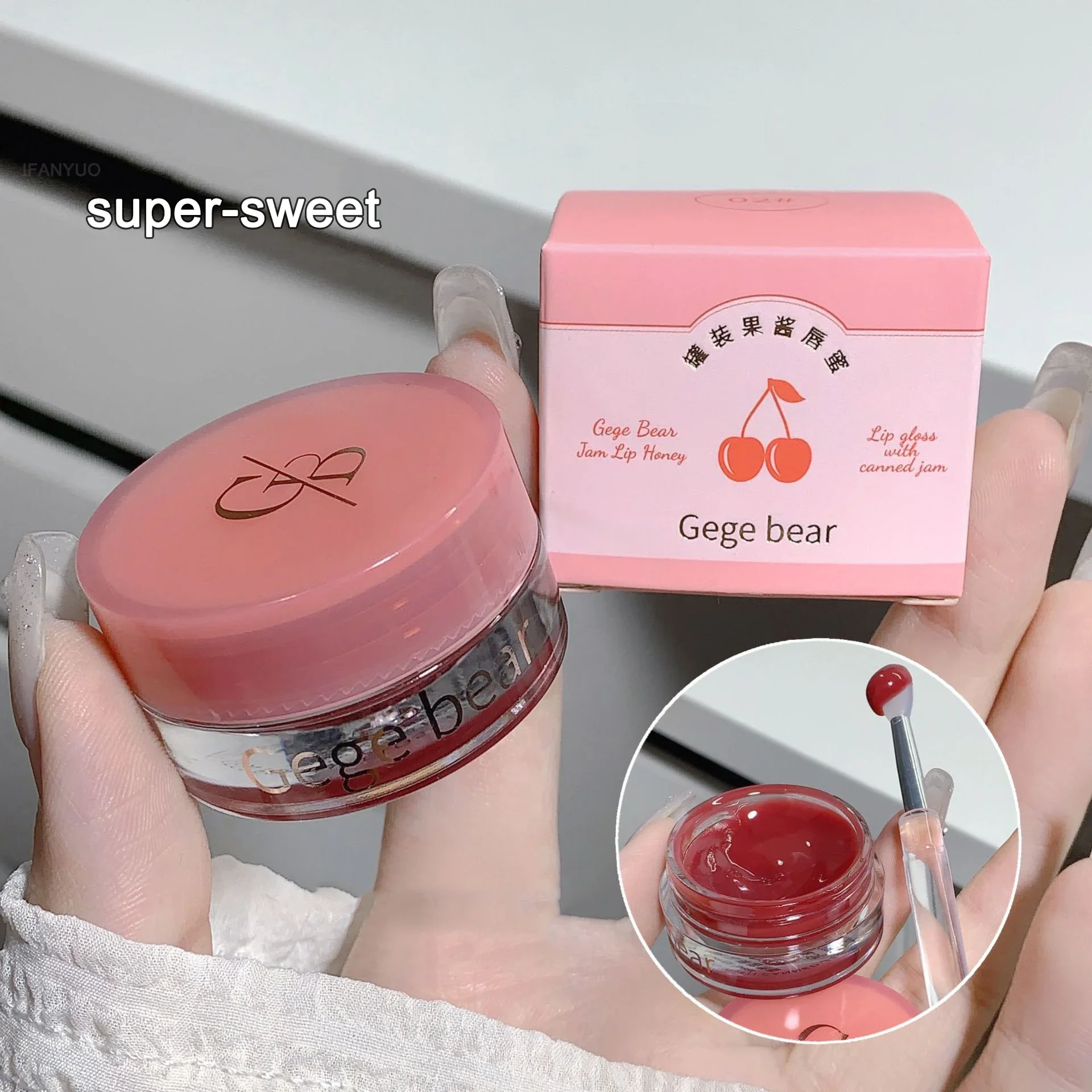 Lip Gloss with Canned Jam Long Lasting Moisturizing Jelly Lip Glaze Mirror Gloss Berry Pigment Liquid Lipstick Thick Lips Makeup