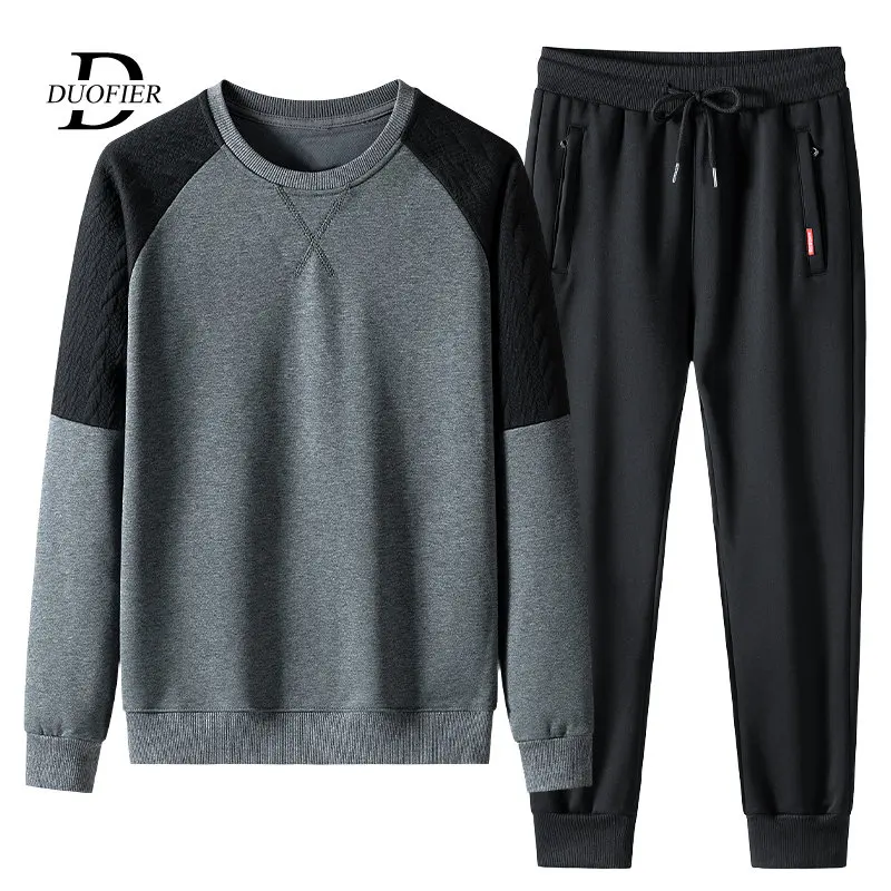 

Spring Autumn Tracksuit Men Round Neck Sweatshirt and Sweatpants 2 Piece Set Male Sports Set Running Suit Cotton Outfit Set 5XL