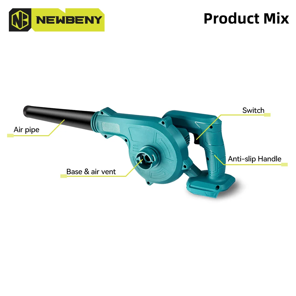 NEWBENY 2 In 1 Electric Air / Suction Blower  18000RPM Handheld Cordless Leaf Snow Dust Blower Cleaner For Makita 18V Battery 5