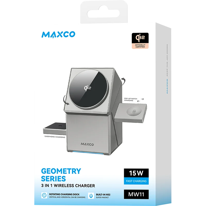 Qi2 3-in-1 Wireless Charger with Auto-Rotating Magic Cube Dock for