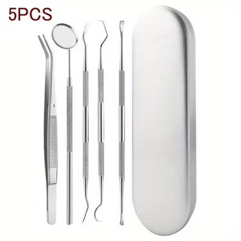 Dental Tool Set Dental Mirrors Oral Scope Tweezers 3pcs Stainless Steel Teeth Cleaning Tool Oral Dental Cleaning Kit Dentist 7