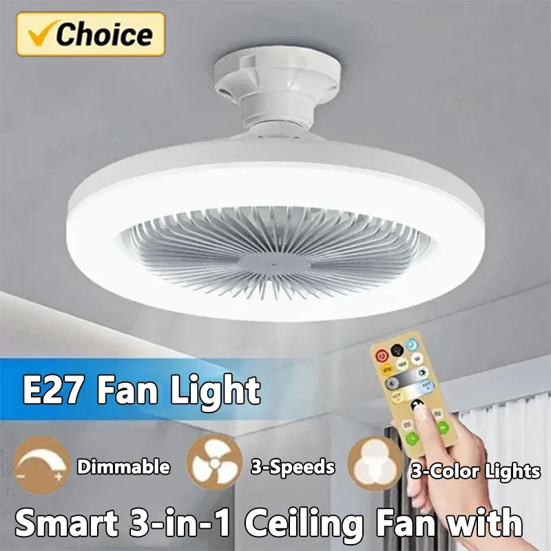 Smart 3 In 1 Ceiling Fan Remote Control Lighting E27 Conversion Base Lighting Base Bedroom Living Ceiling fan Led ceiling fan lights