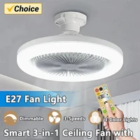 Smart 3 In 1 Ceiling Fan With Remote Control Lighting E27 Conversion Base Lighting Base Suitable for Bedroom and Living 1