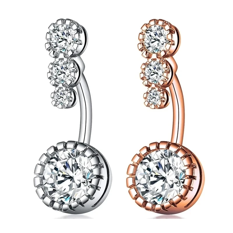 Steel Belly Button Rings 1PC Steel Belly Button Rings Crystal Piercing Navel Heart Style Navel Piercing Earring Belly Sexy Body Jewelry Ombligo