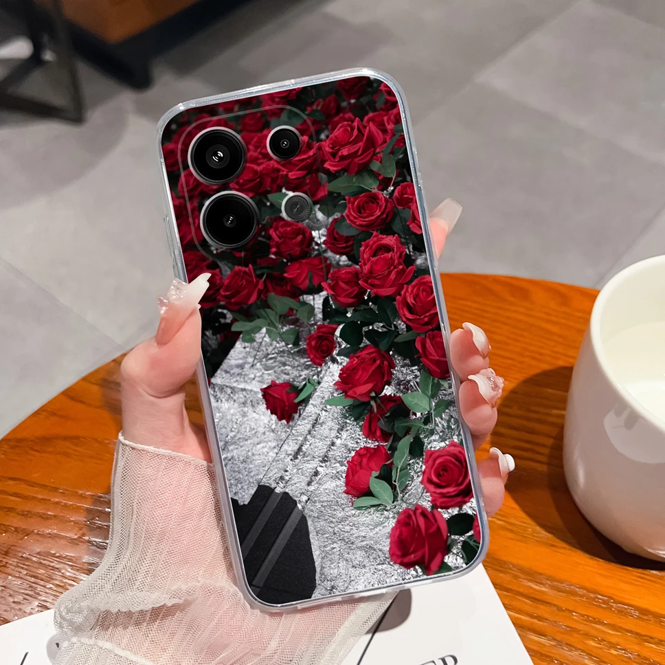 Floral Love Heart Clear Soft TPU Shockproof Phone Case