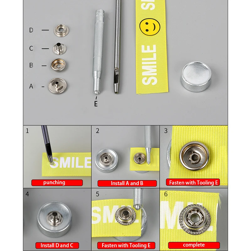 1sets handwork Button Dies For Brass Fastener Snap Kit Heavy Duty Snap Button Press Stud Cap DIY