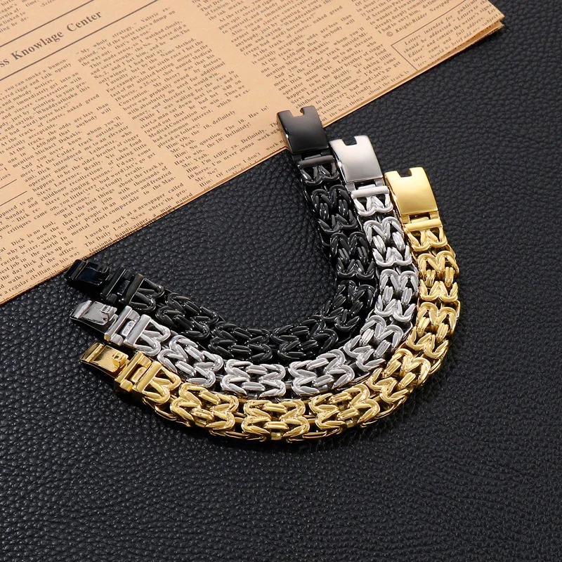 HAOYI 5mm/23mm Geometric Connection Men's Bracelet Jewelry Party Gift Charming Men's Bracelet Gold and Silver Color 3