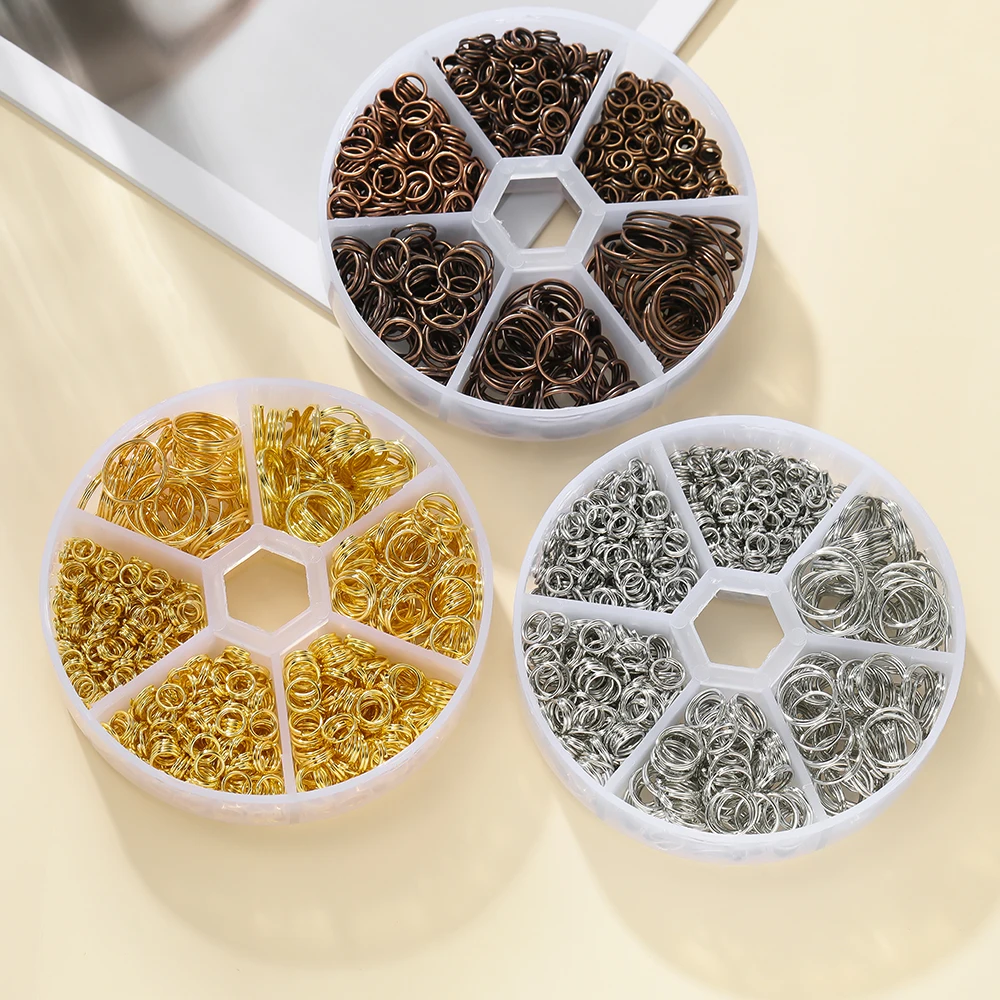 690 개/상자 4-12mm 오픈 점프 링 더블 루프 분할 링 커넥터 키트 DIY 귀걸이 팔찌 쥬얼리 용품 만들기