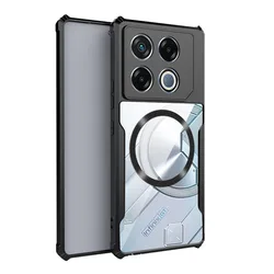 Hard Transparent Magnetic Shockproof Protective Back Cover Case for Note 30 Pro 4G (Black)