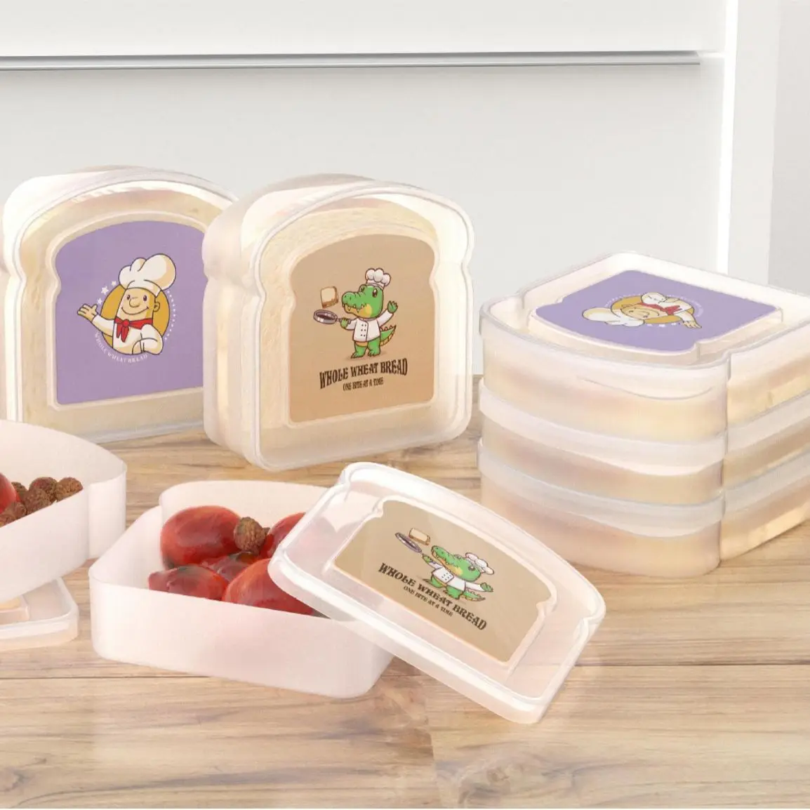 

1PCS Portable Japanese Cartoon Toast Bread Sandwich Box Organiser Reusable Food Storage Container Sandwich Boxes