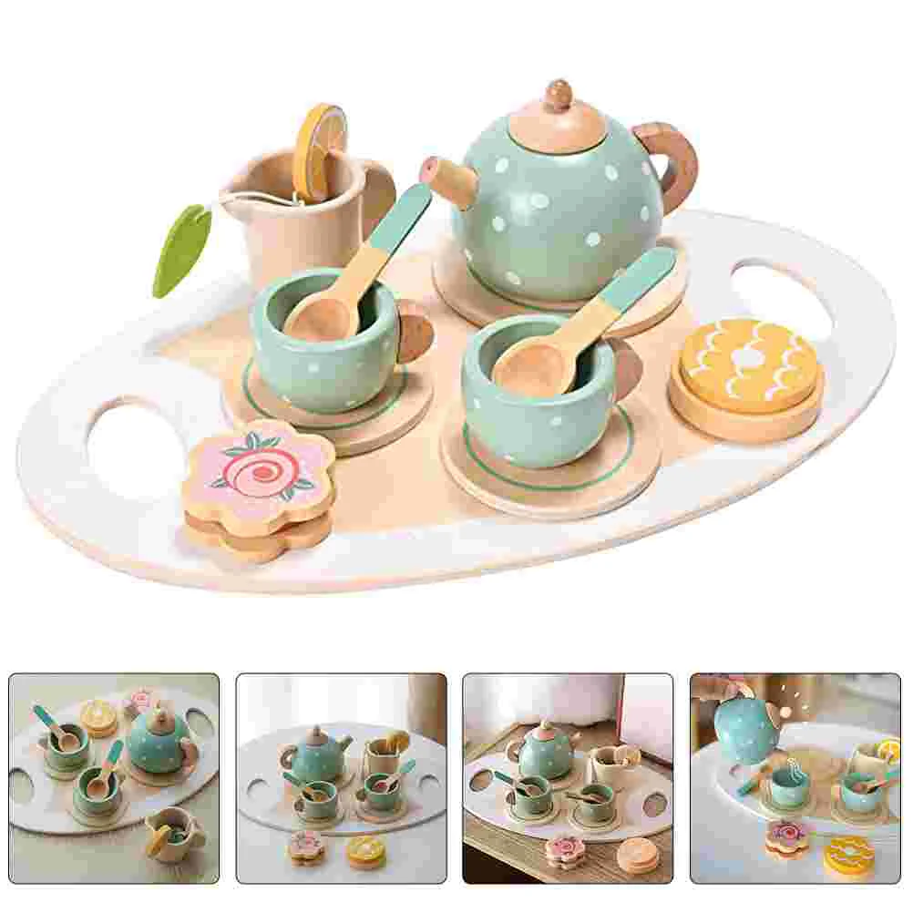 

Miniature Cake Tea Set Toys Toddler Child Children’s Teaware Kids Kitchen Playset Wooden Educational