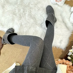Elegant Jacquard Knitted Pantyhose for Women - Autumn/Winter Collection (Grey)