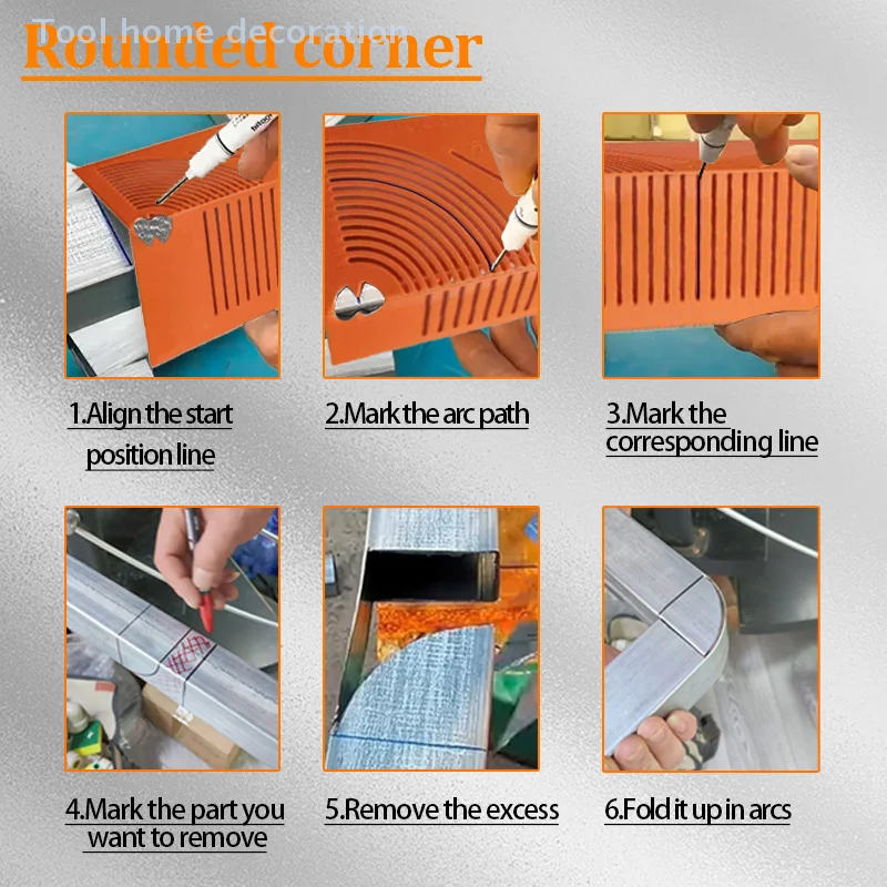 1pcs Square Tube Round Corner Drawing Ruler 45-degree Angle Guide Two-way Drawing Tools Plastic Precision Pipe Cutting Guide