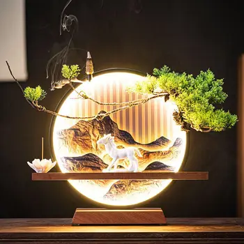 Zen lamp ring horse to success aromatherapy furnace reverse flow incense burner creative home living room tabletop decoration