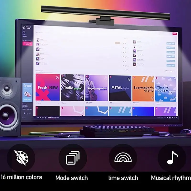 

RGB Colorful Gaming Monitor Light Bar 2700-6500K Adjustable Color Temperature Brightness Touch Control Screen Hanging Lamp
