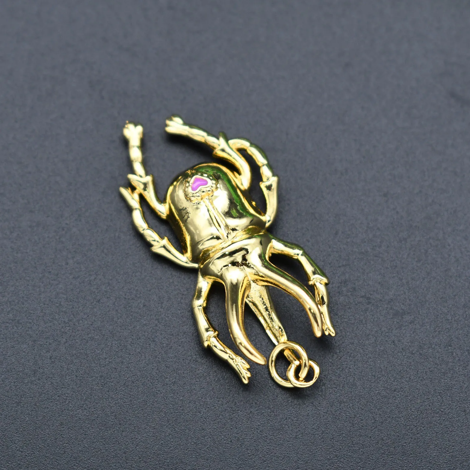 

Wholesale Jewelry Supplies Gold Plated Red CZ Setting Lifelike Cute Cerambycidae Pendant for DIY Women Men Necklace