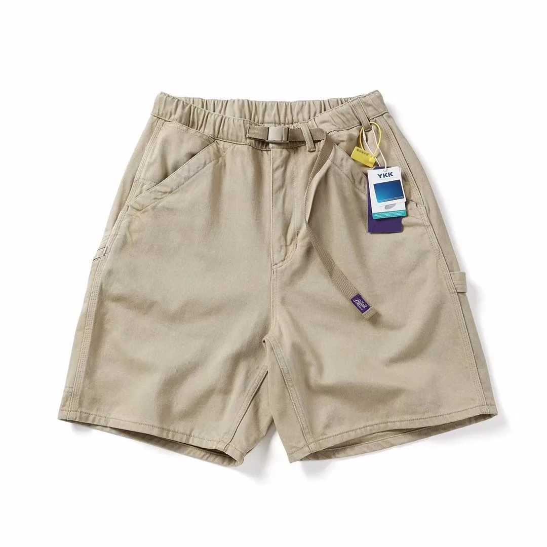 Summer Japan Mountain-Style Outdoor Ready-to-Wear Washed Heavyweight Denim-Like Cargo Casual Men Loose Mid-Length Shorts Rugged