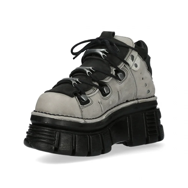 2023 Spring New Spanish Fashion Brand Retro Contrast Color Punk Muffin Increased Platform Shoes Rock Motorcycle Boots