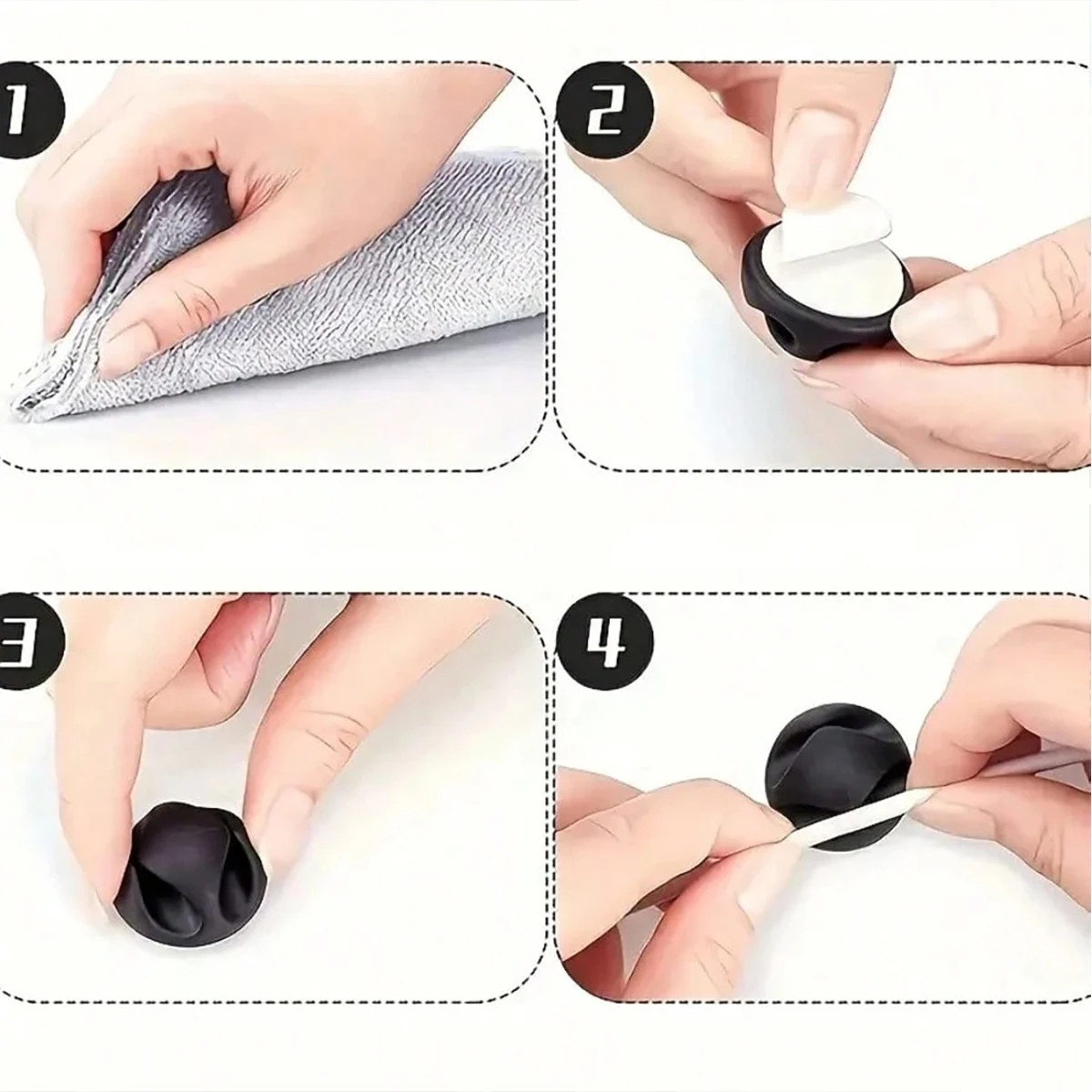 사무실 책상 케이블 정리함 원형 데이터 케이블 보관 홀더 와이어 클립 코드 관리기 고정형 정리함 사무용품