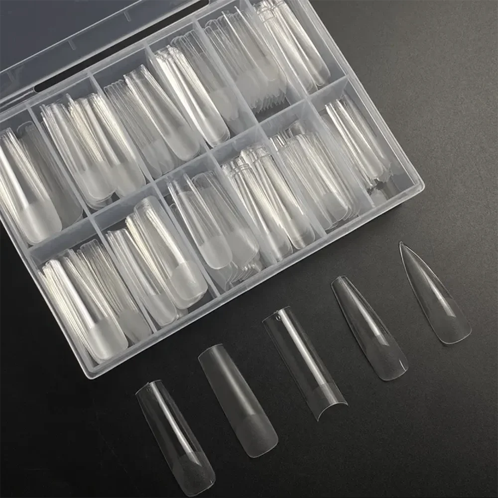 

240pcs/box XXL Pre-file Press on Nails Tips Extra Long Full Cover Half Matte Design Fake Nails for Fingernails Nail Extension