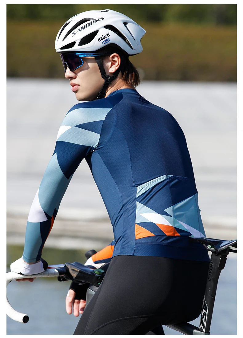 Inbike Rennrad Langarm Rad trikot Herren bekleidung Radsport hemd Fast Bike MTB Rad trikot voller Reiß verschluss mit Taschen – Detail 15