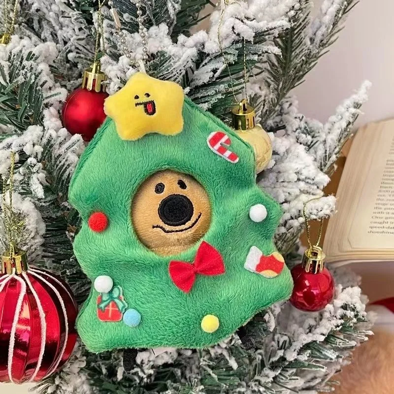 

10cm Cute Christmas Tree Bear Dolls Keychain Lovely Funny Animal Plush Doll Pendant Toys For Children Gifts Christmas Decoration