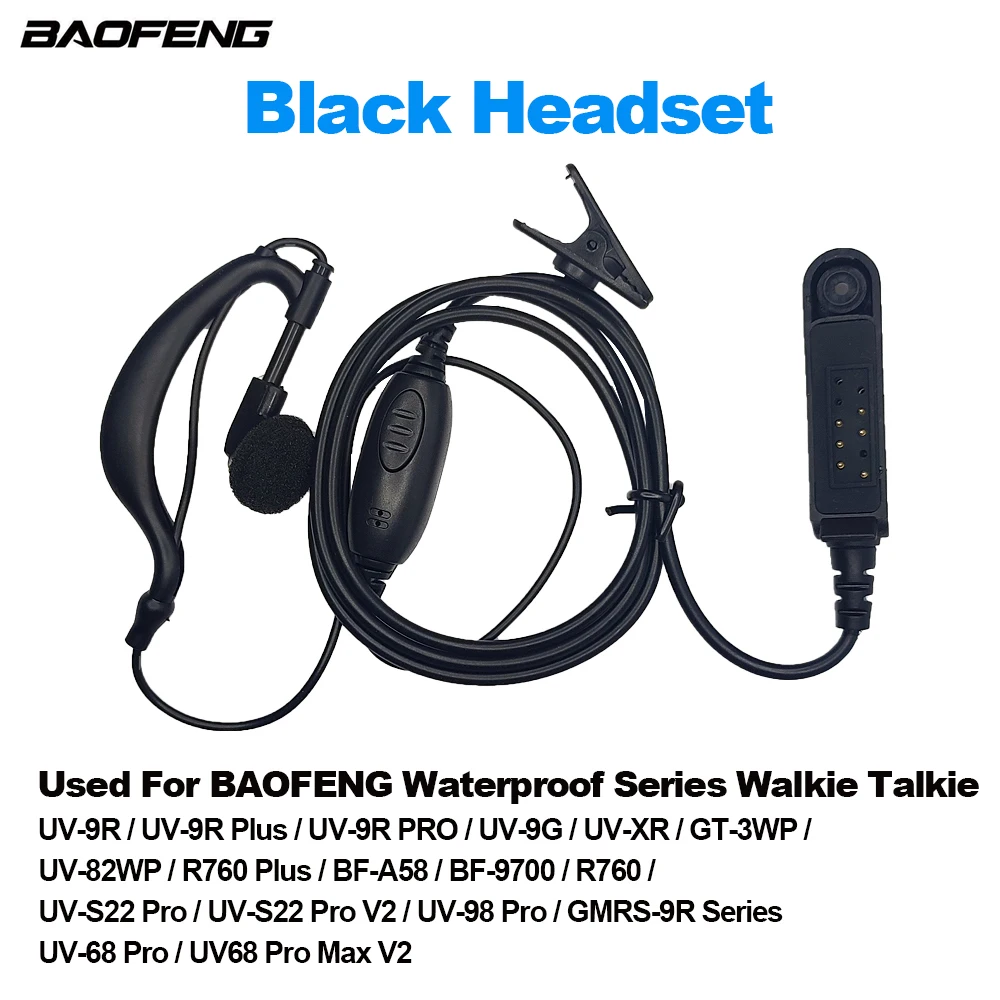 

BAOFENG Waterproof Walkie Talkie Headset UV-9R Plus Earphone UV-98 UV-22S UV-68 Pro Max V2 BF-A58 BF9700 Two Way Radios Earpiece