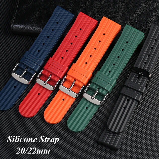 Premium Soft Rubber Waffle Watchband 20mm 22mm Replacement Strap for Seiko Water Ghost Sport Watchband Black Green Wristband Premium Soft Rubber Waffle Watchband 20mm 22mm Replacement Strap for Seiko Water Ghost Sport Watchband Black Green Wristband