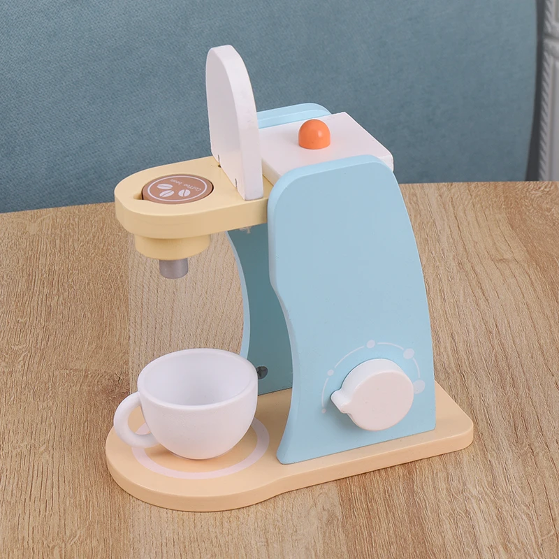 Wooden Kitchen Pretend Play Toy Simulation Wooden Coffee machine Baby Early Learning Educational Toys
