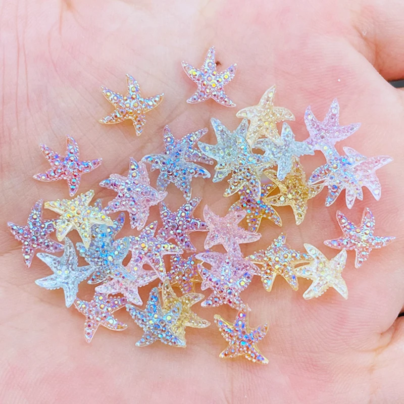 Cute Mini Mixed Color Starfish Resin Figurine candy resin ornaments simulation stones decor accessories resin jewelry accessories resin embellishments resin flower embellishments 100Pcs Crafts Flatback Cabochon Ornament Jewelry Making Hairwear Accessories