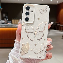 Golden Butterfly Design Phone Case - Elegant and Stylish Protection - Galaxy S26+ (A799 Beige White)