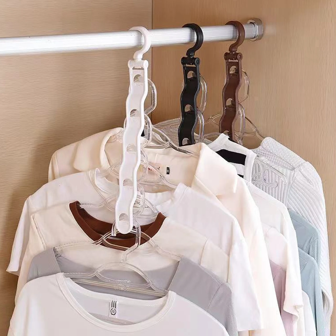Five Link Clothes Hanger with Hooks Balcony Wardrobe Space Saving Storage Rack Student Dormitories Multi-layer Clothes Organiser