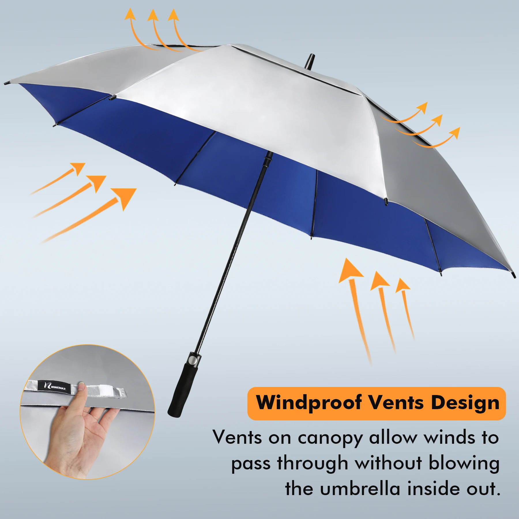 Ninemax 62 Inch Golf Umbrella UV Sun Protection Large Umbrellas