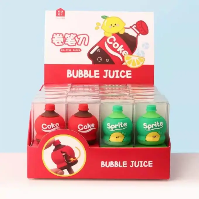 

24 pcs/lot Creative Cola Pencil Sharpener Cute Hand Mechanical Cutter Knife stationery gift school supplies