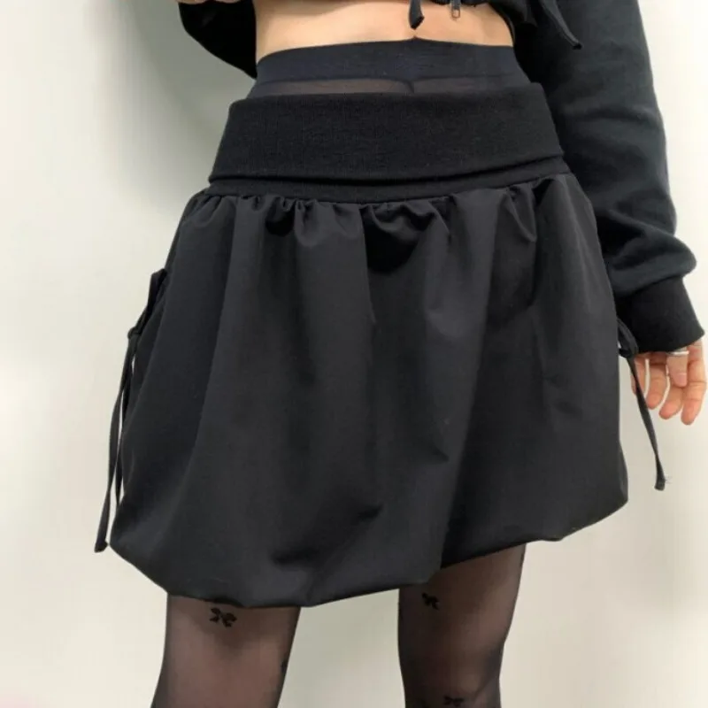 

Harajuku Faldas Mujer Moda 2024 High Waist Solid Color Streetwear Jupe Gothic Bandage Design Sense Slim Kawaii Chic Mini Skirt