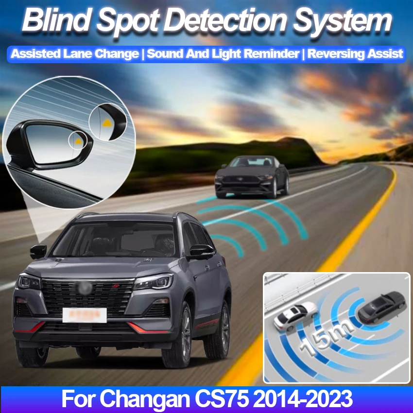 

Blind Spot Detection System For Changan CS75 2014-2023 Rearview Mirror BSA BSM BSD Monitor Change Assist Parking Radar Warning