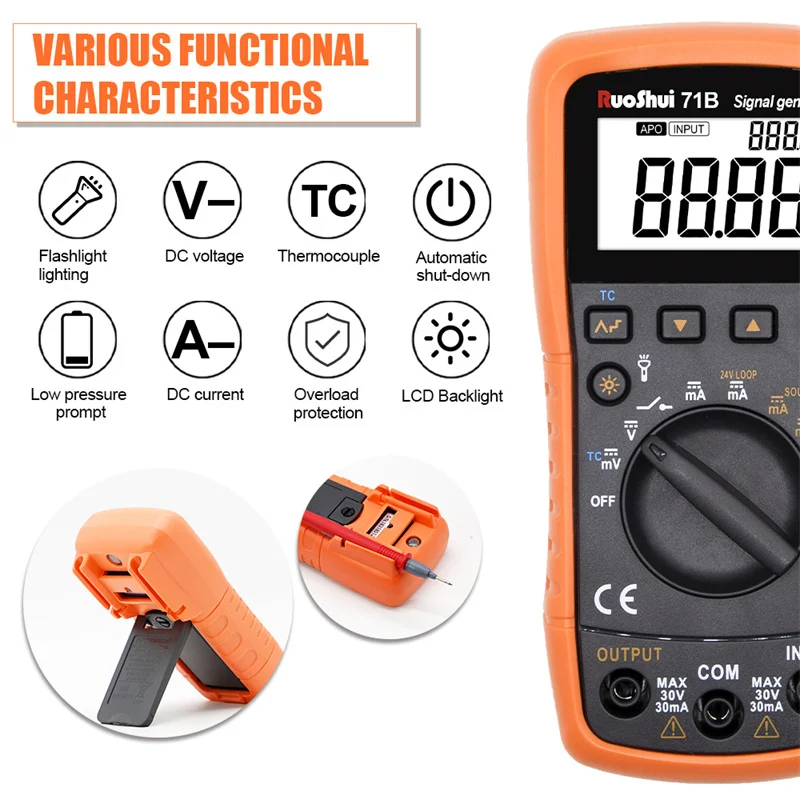 VC71B Signal Generator 4-20ma Current Voltage Analog Signal Source Handheld Process Calibrator Voltage Current Signal Generator 2
