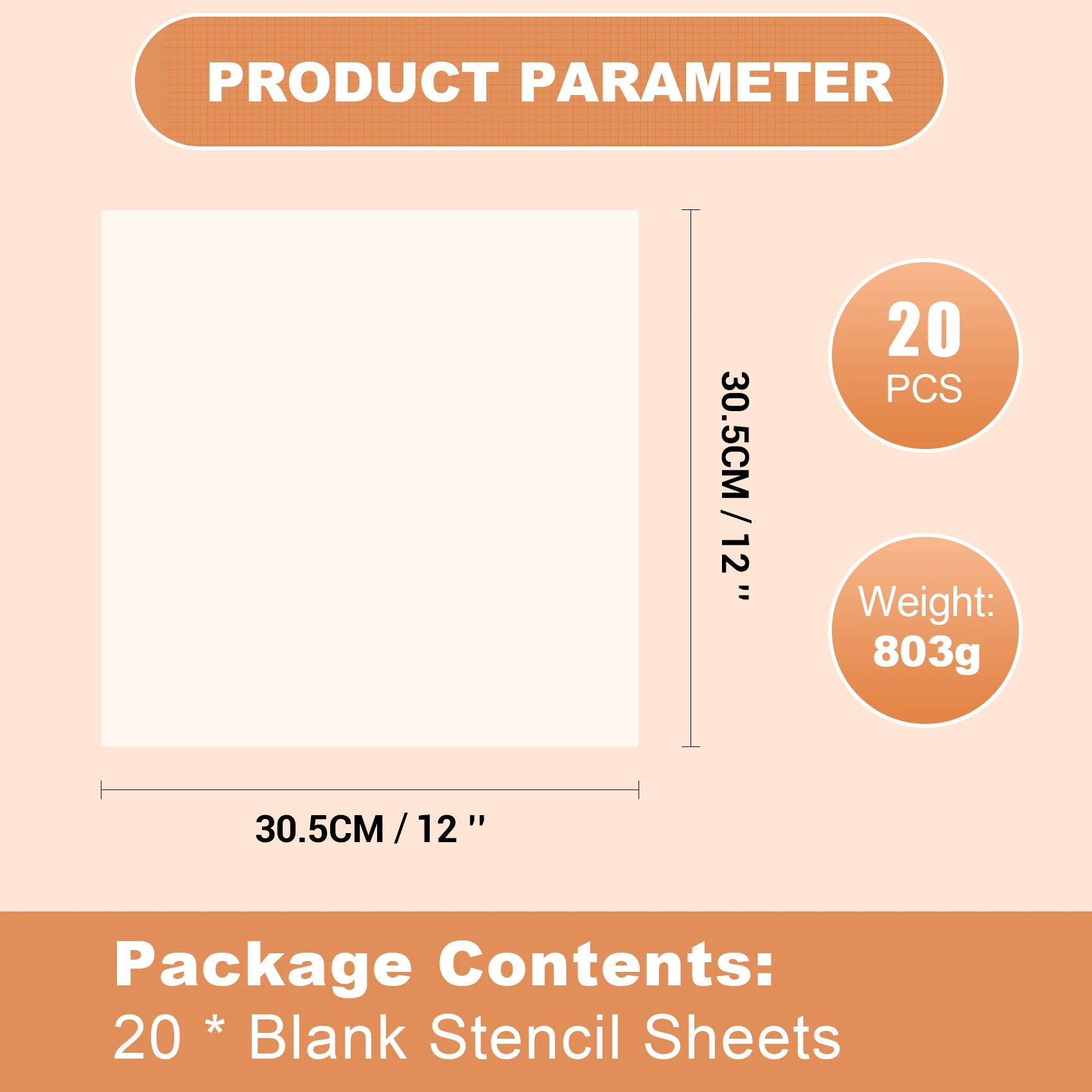 ABRI-20Pcs 투명 마일라 스텐실 시트 12인치 빈 스텐실 재료 시트, 호환 가능 및 실루엣 커팅용