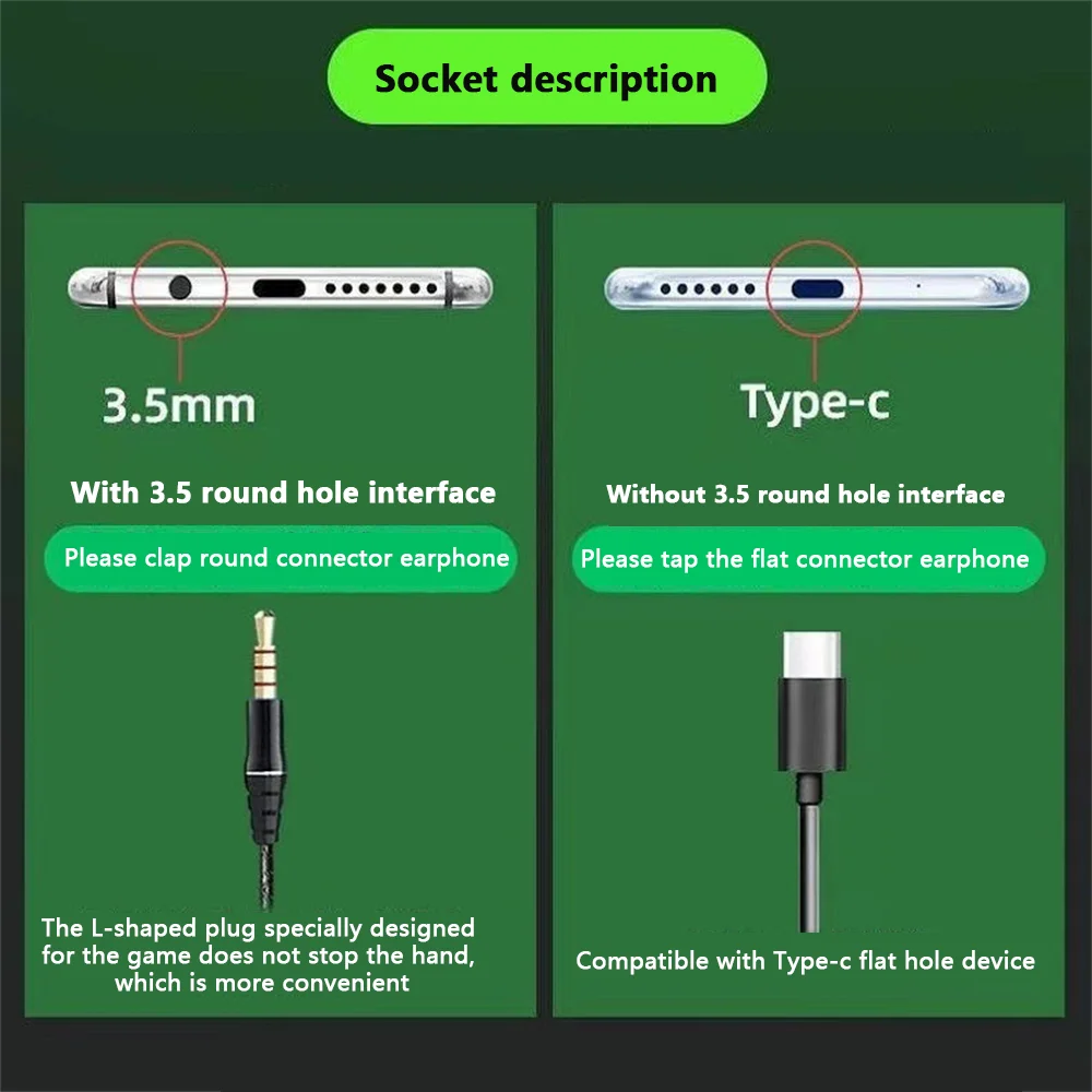 3.5mm/Type-c Flat Mouth Waterproof Game Earphone E-sports Earphone With Microphone Suitable For Huawei Xiaomi Wired Headset Wired Earphones Wired Headphones
